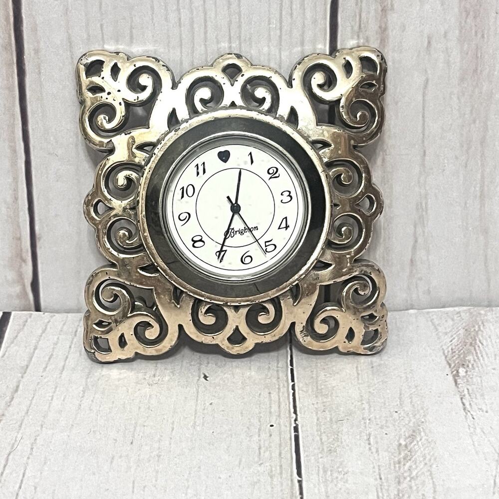Brighton Geneva Silver Small Desk Clock Quartz Movement Made in Taiwan